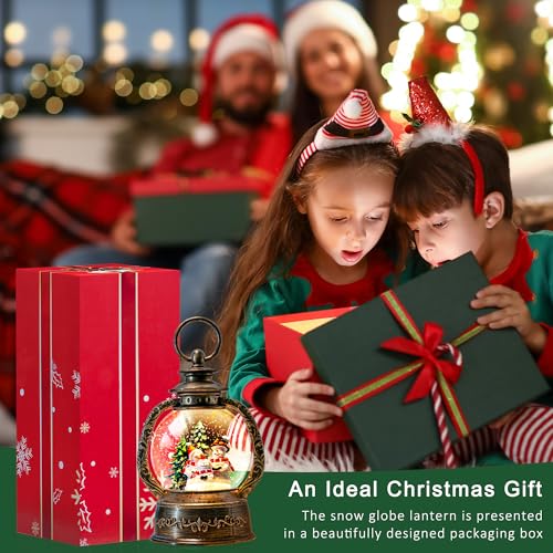 Christmas Snow Globe Water Lantern with Snowman Choir Scene Battery Operated or USB Powered Musical Lighted Holiday Decoration for Tabletop Display for Family and Friends