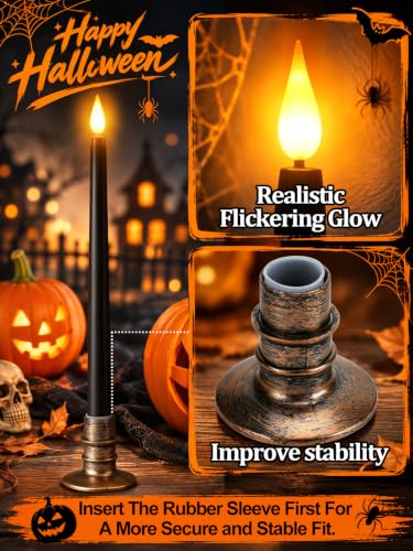 12 Pcs Halloween Black LED Flameless Candles with Remote (12 Count)