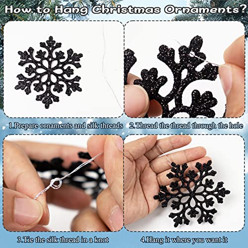 36pcs Black Christmas Snowflake Ornaments (36 Count)