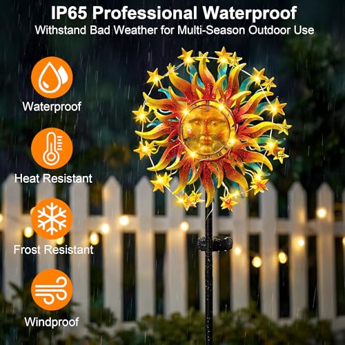60.3" Solar Wind Spinner Outdoor Metal Sun Kinetic Sculpture
