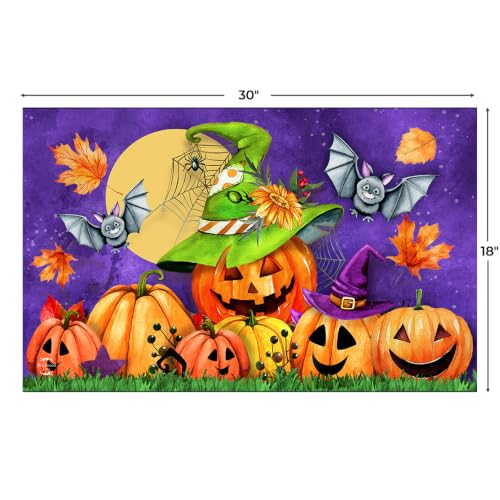 Halloween Doormat 30x18 Indoor Outdoor Happy Jack O Lanterns for Halloween Doormat (3.75 Sq Ft)