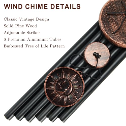 34" Sun Moon Star Wind Chimes for Outside