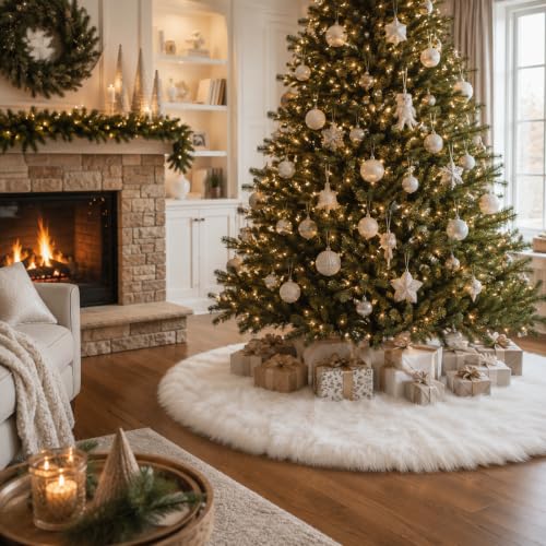 36 Inch Christmas Tree Plush Skirt Decoration for Merry Christmas Party Faux Fur Christmas Tree Skirt Decorations