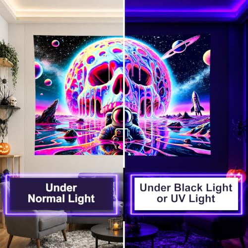 Blacklight Tapestry Galaxy Astronaut UV Wall Art 78 x 59 Inch