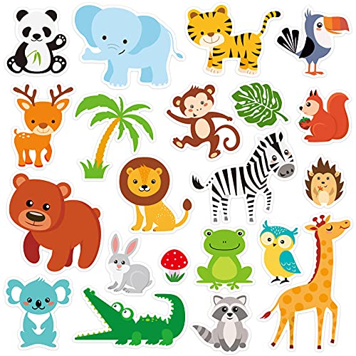 40 PCS Jungle animals Thick Gel Clings Winter Safari Window Gel Clings Decals Stickers for Kids Toddlers and Adults Home Airplane Classroom Nursery Winter Zoo Animals Party Supplies Decorations (40 Count)