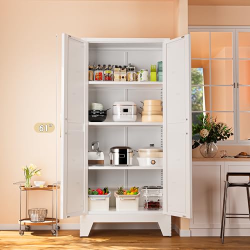 61" Tall Farmhouse Metal Pantry Cabinet