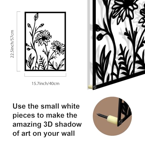 4 Pcs Black Abstract Flowers Metal Wall Art (4 Count)
