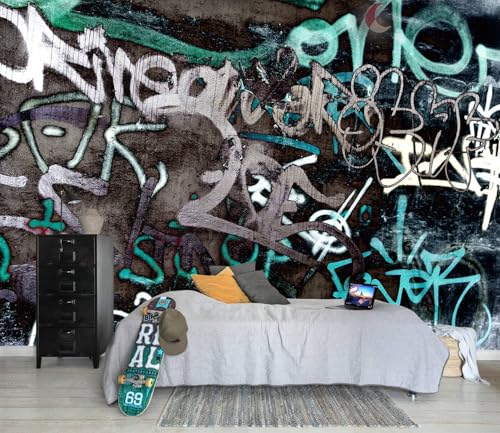 Black and White Art Graffiti Wallpaper wall murals for Bathroom 114"x74"