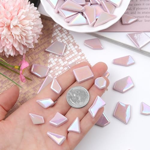 Iridescent Glass Mosaic Tiles for Crafts Bulk (7.05 Ounce)