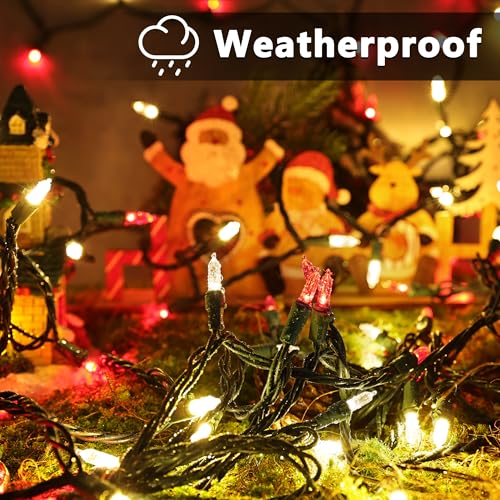 Red & Warm White Christmas Lights Connectable (100 Count)