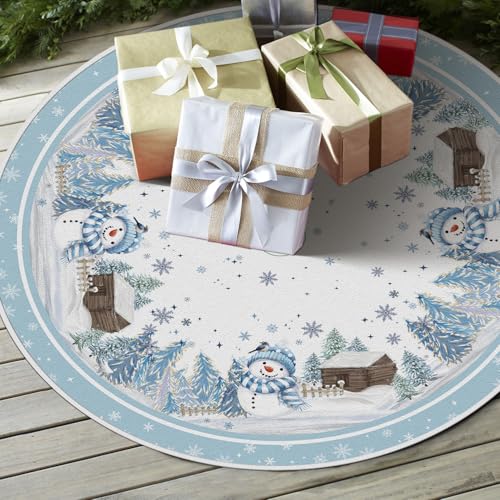 Snowflake Snowman Cardinal Christmas Tree Skirt 36 Inch