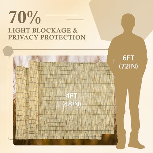 Natural 2 Pack 4FT X16.4FT Reed Fencing Roll Bamboo Privacy Screen (2 Count)