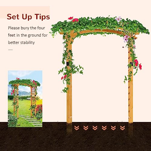 90in Wood Garden Arbor Arch with Trellis Wall Decor for Party