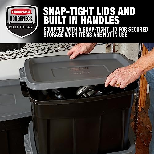 Roughneck Tote Durable 18 Gallon Stackable Plastic Storage Containers with Lids and Easy Carry Handles (6 Count)