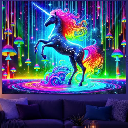 Blacklight Tapestry Fantasy Galaxy Wall Art 59 x 78 Inch