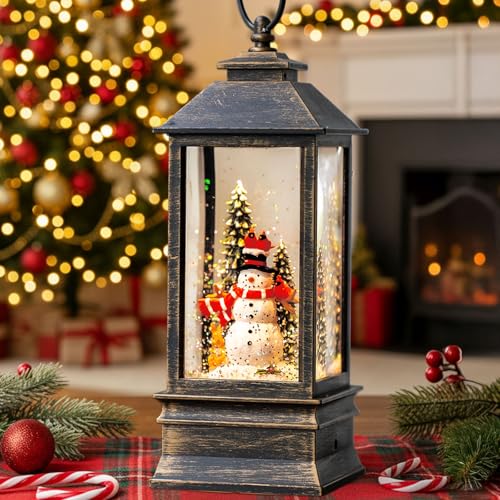 Christmas Snow Globes Water Lantern with Snowman