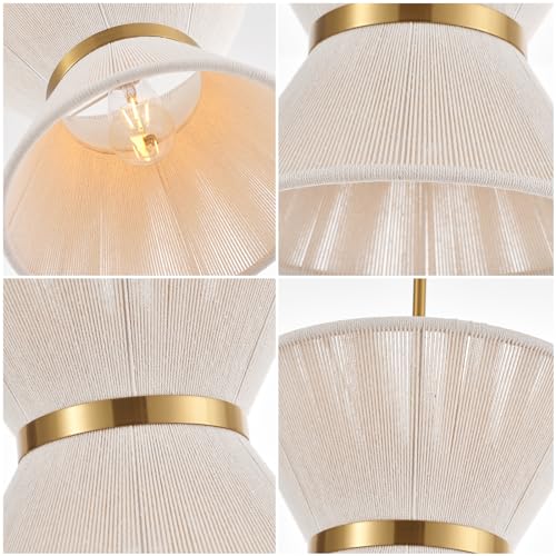 Hand Woven Boho Pendant Light Coastal Mini Modern Chandelier Adjustable Transitional Minimalist Pendant Lighting Fixtures for Kitchen Island Dining Room