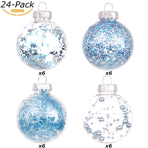24 Pack Clear Christmas Ball Ornaments with Fillers (24 Count)