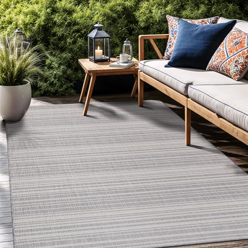 Stripe Outdoor Rug 6x9 Washable Outside Carpet for Indoor Patio Porch Waterproof Easy Cleaning Non Shedding Area Rugs Gray 6 x 9