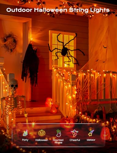 Orange Solar Operated C6 Halloween Outdoor Lights