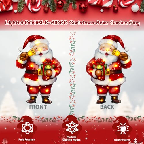 12x18 Lighted Christmas Santa Garden Flag