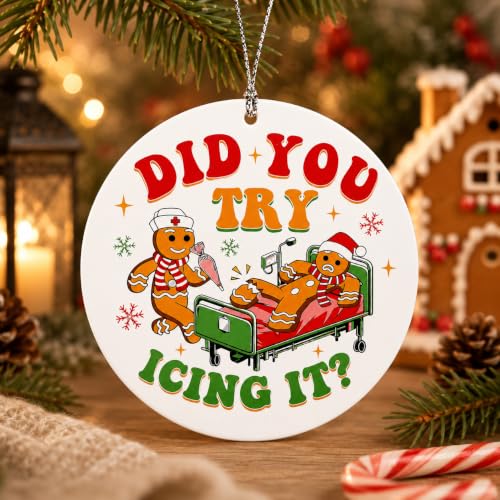 Funny Gingerbread Nurse Christmas Ornaments 2026