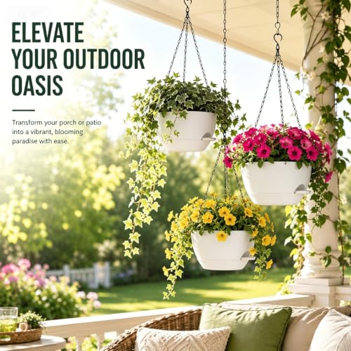 12 Inch Self Watering Hanging Planters 2 Pack (2 Count)