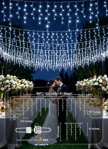 Icicle Christmas Lights Outdoor (40 Foot)