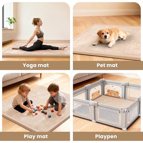 Baby Play Mat for Floor 1.3" Thick Memory Foam Play Mat 39"×59" Tummy Time Crawling with Non
