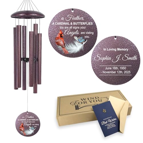 Custom Cardinal Wind Chimes for Loss of Lover Mom Dad