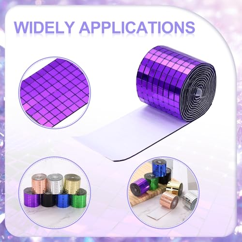 Self Adhesive Glass Mirror Mosaic Tiles 3200 Pcs 5 x 5 mm Disco Tiles for Craft Decoration Glass Mirror Disco Ball Purple 2 Pcs (2 Count)