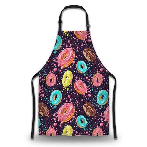 Chef Apron for Men Donuts Women Aprons for Kitchen Cooking Restaurant BBQ Painting Crafting 27”