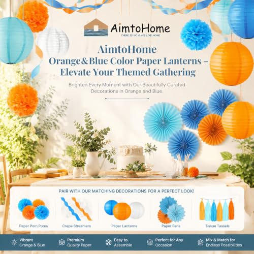 Orange and Blue Paper Tassel (20 Count)