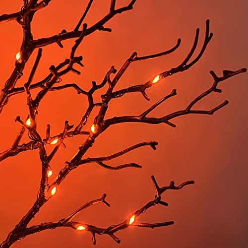 Halloween Tree with Lights Plug in 4FT 150 Orange Fairy Lights