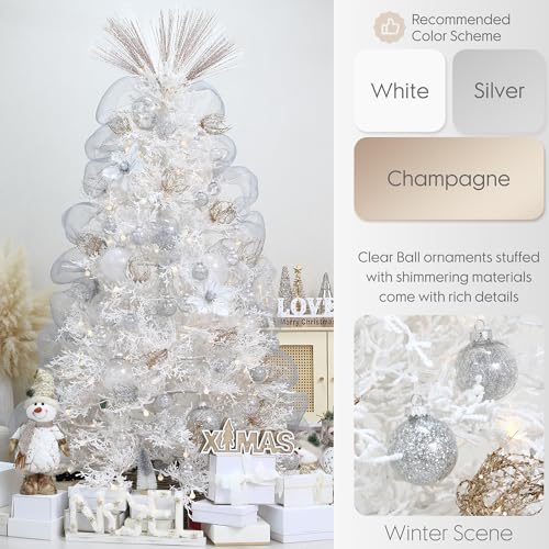16 Pack Clear Christmas Ball Ornaments with Fillers (16 Count)