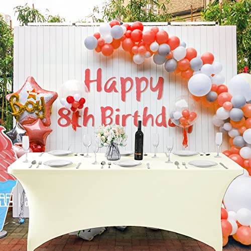 2Pack Waterproof Spandex Table Cover for 8FT Table Universal Fitted Stretch Tablecloth for Party (2 Count)