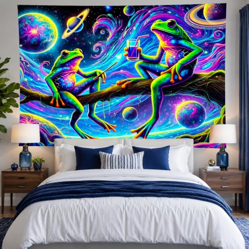 Blacklight Tapestry Space Frog Party Backdrop 78 x 59 Inch