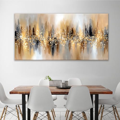 Large Gold Abstract Wall Art For Living Room Modern Art Wall Decor 29x58 ln
