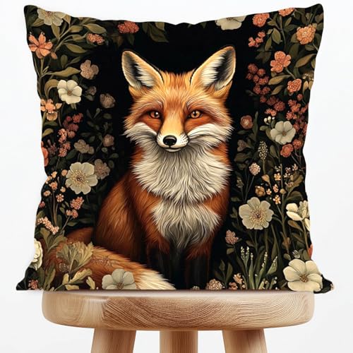 William Morris Abstract Vintage Floral Fox Design Velvet Throw Pillow Covers Home Decor