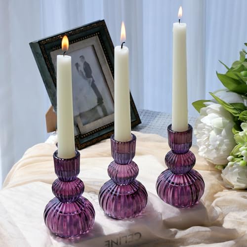 Purple Taper Candle Holders Set of 3 (3 Count)