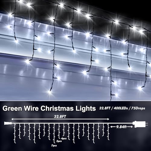 Christmas Lights Outside Decor 33FT 400 LED Indoor Light Connectable