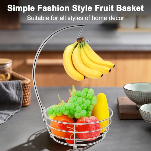 Countertop Fruit Basket Bowl with Banana Hanger