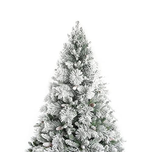 Glasgow 6.5ft Frosted Prelit Artificial Christmas Tree with Pine Cones