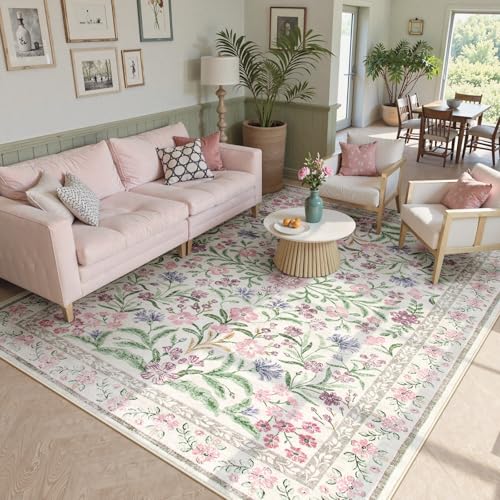 Purple Floral 8x10 Area Rugs