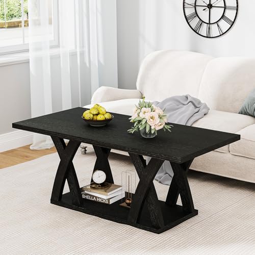 47" Farmhouse Coffee Table with Storage Shelf