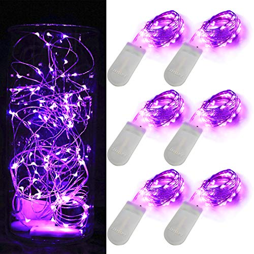 6 Pack 7Ft Starry String Lights No Remote Fairy String Lights 20LEDs Purple (6 Count)