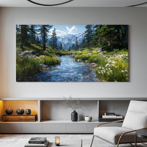 Large Green Landscape Wall Art For Living Room Nature Wall Art 35"X70"