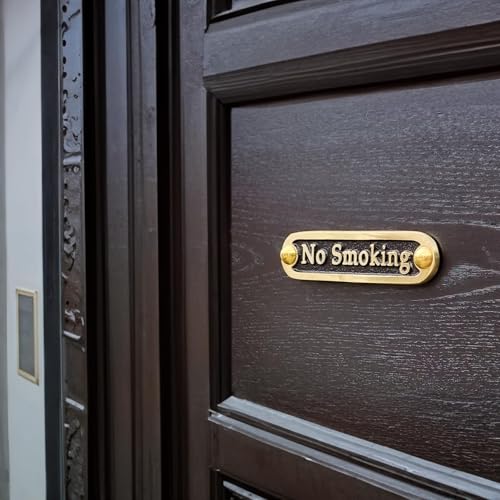 No Smoking Brass Door Sign. Traditional Style Home Décor Wall Plaque Handmade By The Metal Foundry UK