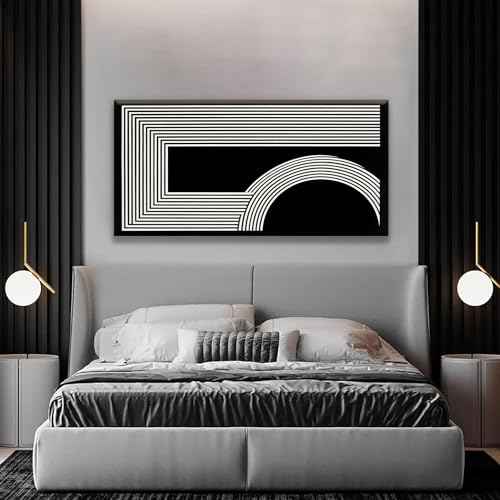 Canvas Art Wall Decor Modern Line Art Prints Black And White Abstract Art Print Painting Modern Artwork Decorations For Living Room Pictures For Bedroom Office Home Wall Decor 24 X 48 In
