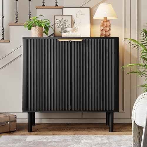Sideboard Buffet Cabinet with Storage 31.5" Black
